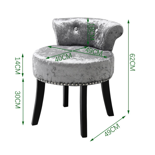 Ice Velvet Upholstery Make Up Chair Dressing Stool 62cm H