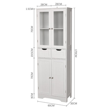 Modern Tall Glass Door Cabinet for Bathroom