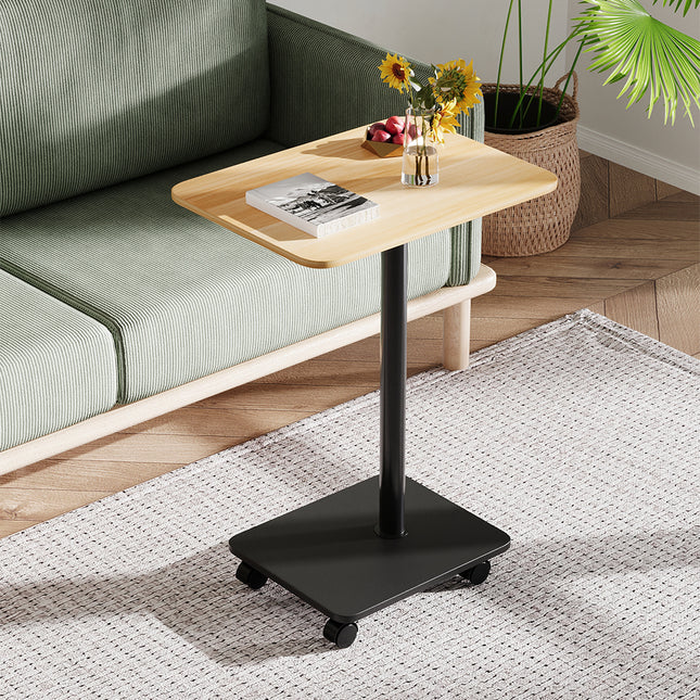 C Shaped Side Table with Lockable Wheels