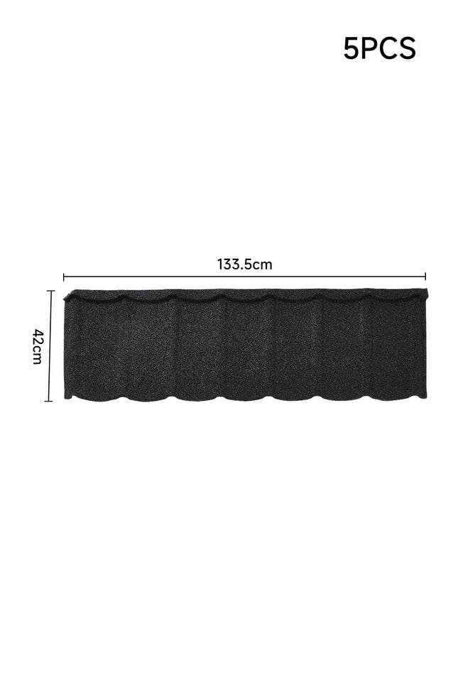 5pcs Black Tudor Tile Stone Coated Metal Roofing Shingles