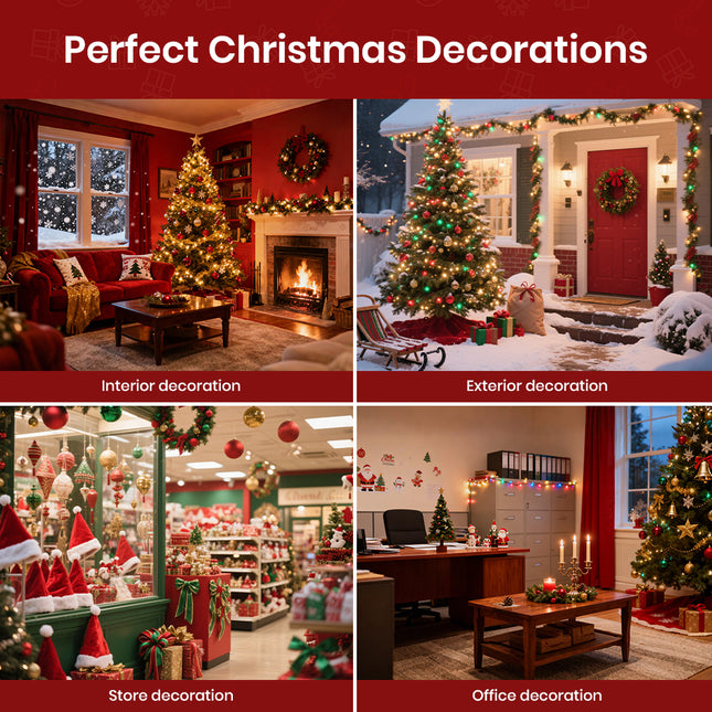 2-Pack Artificial Christmas Trees with Decorations and LED Lights