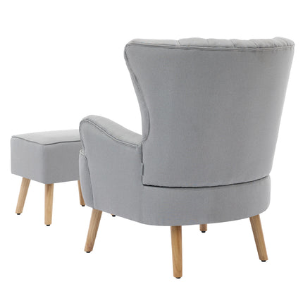 Modern Wingback Accent Chair Armchair with Footstool and Lumbar Pillow