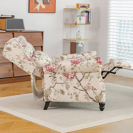 Fabric Upholstered Sofa Pushback Reclining Chair Armchair