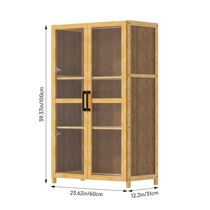 3-Tier Narrow Bookcase Storage Cabinet with Acrylic Door