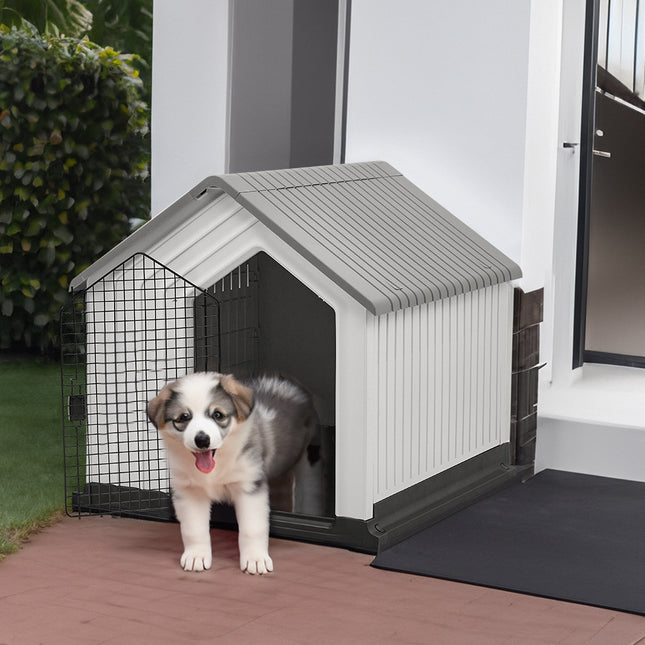 Grey Large Waterproof Plastic Dog House Pet Kennel