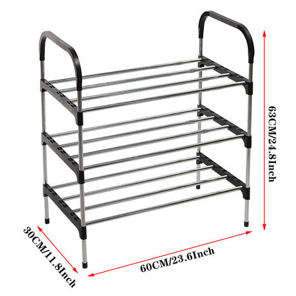 3 Tier Metal Shoe Rack Shoe Storage Stand Organiser