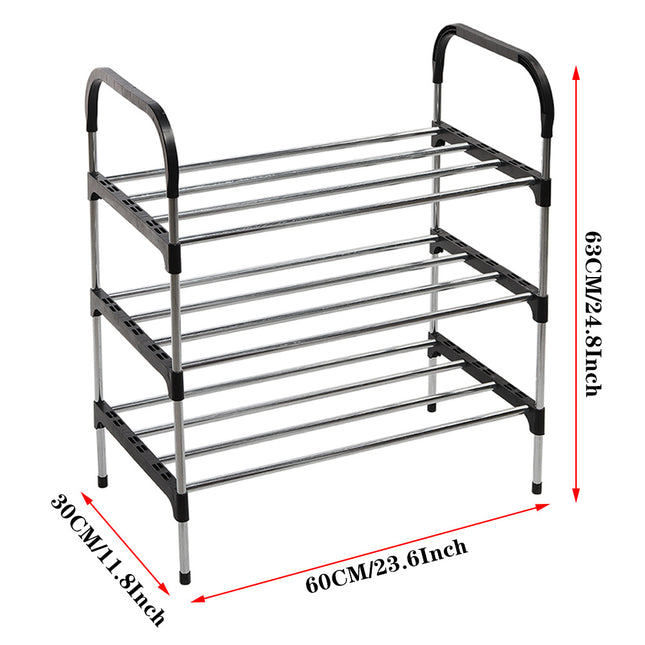 3 Tier Metal Shoe Rack Shoe Storage Stand Organiser