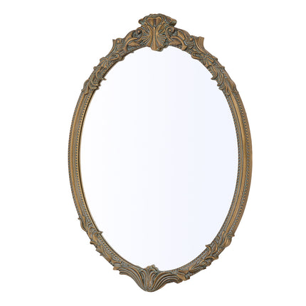 Gold Oval Decorative Vanity Mirror with Carved Frame