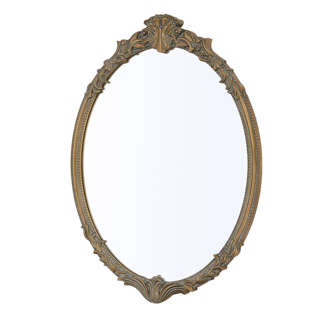 Gold Oval Decorative Vanity Mirror with Carved Frame