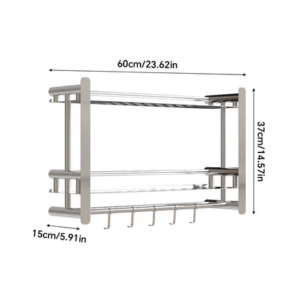 2-Tier Wall Mounted Stainless Steel Bathroom Shelf with Towel Bars