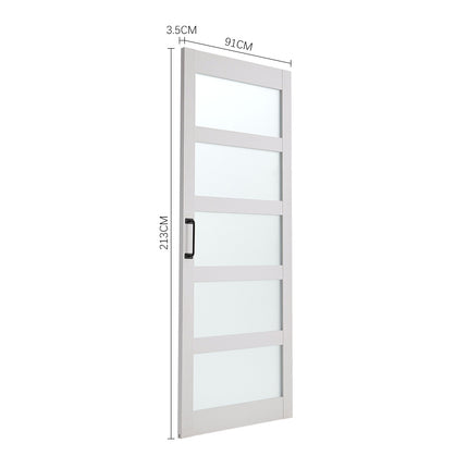 White Farmhouse Style MDF Wooden Barn Door with 183cm Sliding Kit