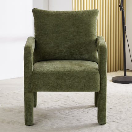 Chenille Upholstered Accent Chair with Lumbar Pillow