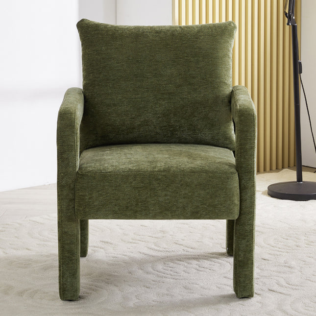 Chenille Upholstered Accent Chair with Lumbar Pillow