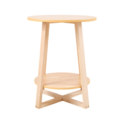 2-Tier Round Wooden Coffee Side Table