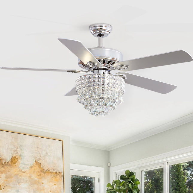 52 Inch Chandelier Ceiling Fan Light with 5 Blades and Remote Control