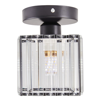 Modern Crystal Ceiling Light with Square Glass Lampshade