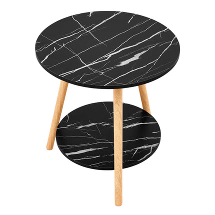 Double-Tier Round Wooden Side Table