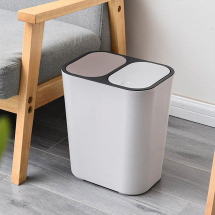Kitchen 15L Rubbish Dustbin Double Recycling Bin 2 Section White