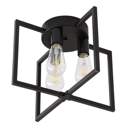 Black 3-Light Ceiling Light with E27 Bulb Base