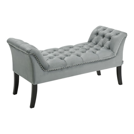 Grey Velvet Upholstered Bedroom Bench