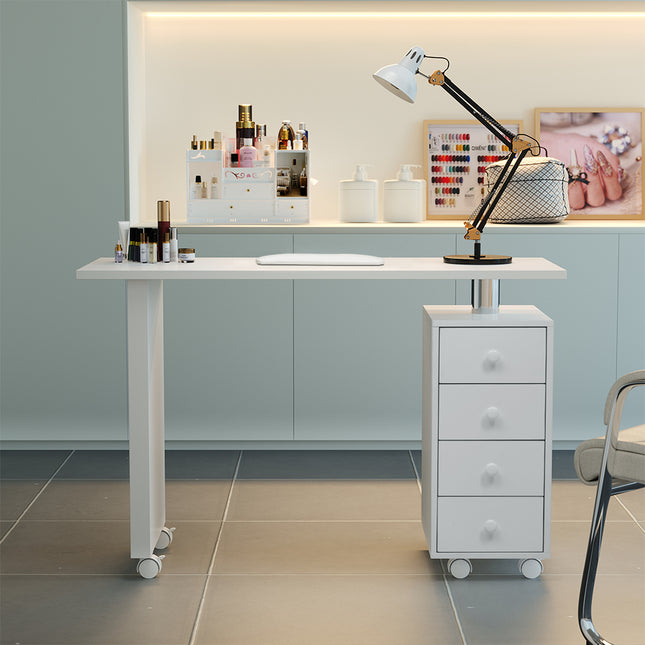 4 Drawers Manicure Nail Table Beauty Salon Desk with Wheels