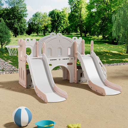Pink Toddler Indoor Outdoor Toddler Two Slides Playset
