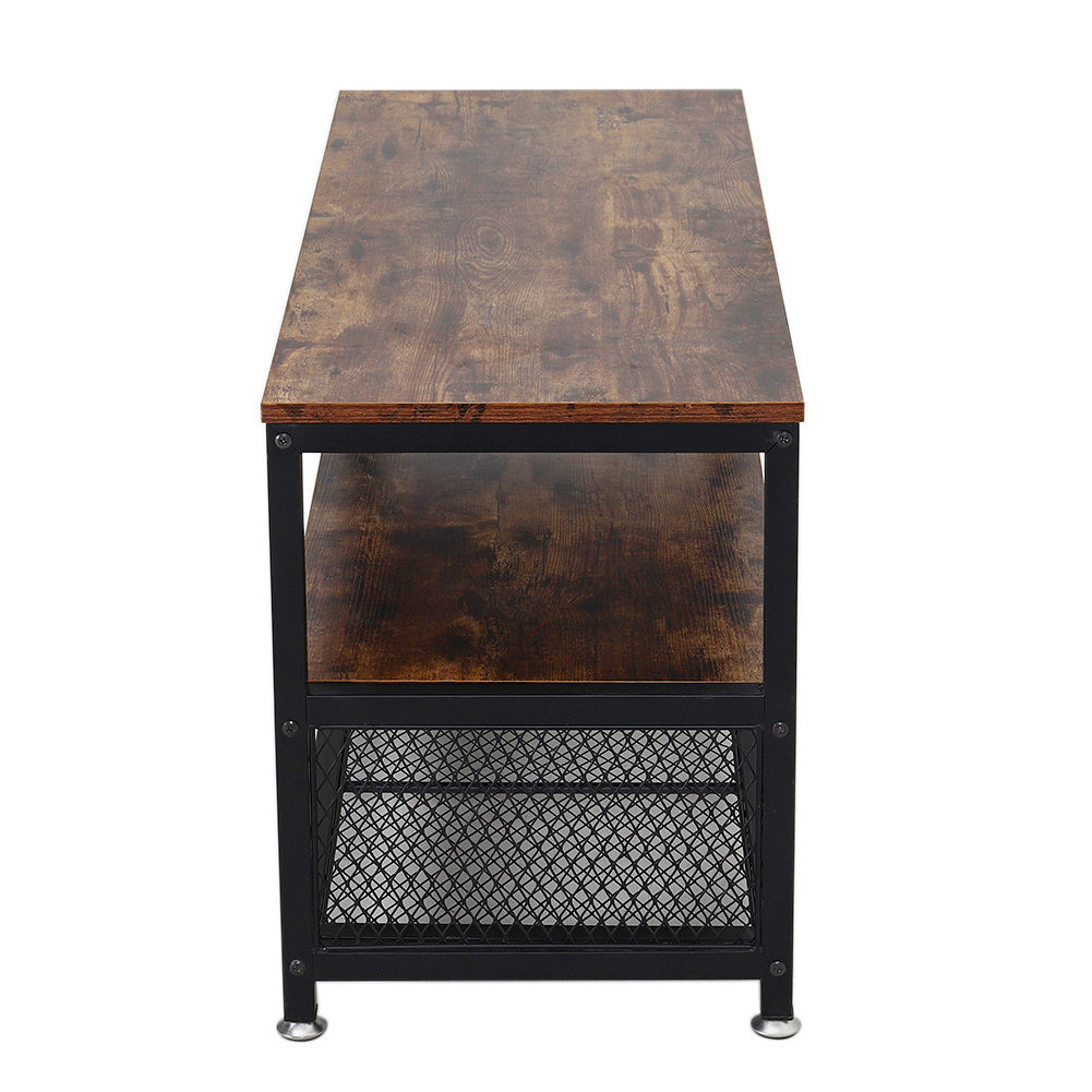 Industrial Rustic Wood Console Table with Storage Shelf