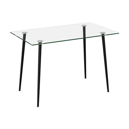 Modern Dining Table with Tempered Glass Tabletop & Metal Legs