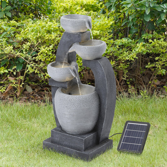Outdoor Solar Powered Resin Water Fountain Rockery Decor