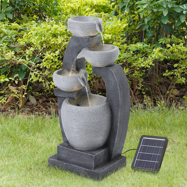 Outdoor Solar Powered Resin Water Fountain Rockery Decor