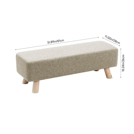 Rectangular Upholstered Linen Shoe Changing Bench with Rubberwood Legs