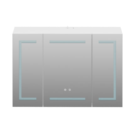 Triple-Door Bathroom Mirror Cabinet with LED Lighting