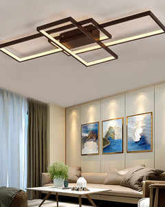 Neutral Style Rectangular LED Semi Flush Ceiling Light in Black