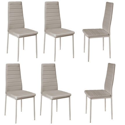 Set of 6 PU Leather Padded Seat Metal Legs Dining Chair