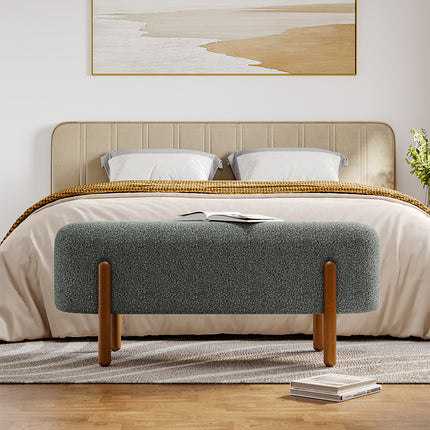 Contemporary Upholstered Bench Grey