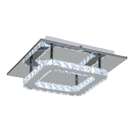 Modern Square Crystal Ceiling Light with Chrome Finish