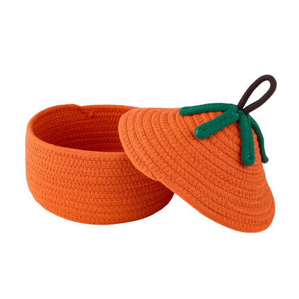 2-Piece Decorative Halloween Pumpkin Woven Baskets with Lids