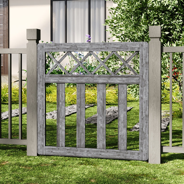 3 x 3ft Outdoor Cross Top Wooden Garden Gate Pedestrian Fence Yard Door