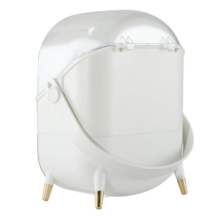 Countertop Portable Oval Makeup Storage Box with Transparent Cover