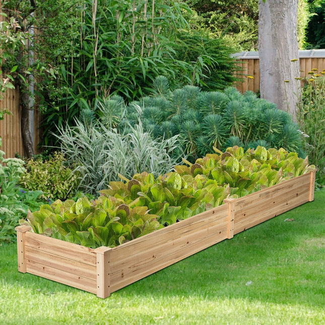 243cm Garden Rectangular Wood Bed Flower Vegetable Plant Seeds Bed