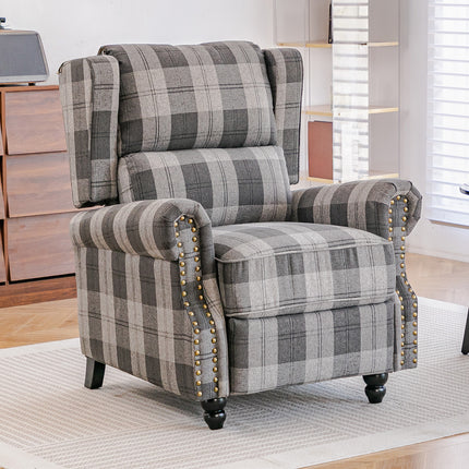 Fabric Upholstered Sofa Pushback Reclining Chair Armchair