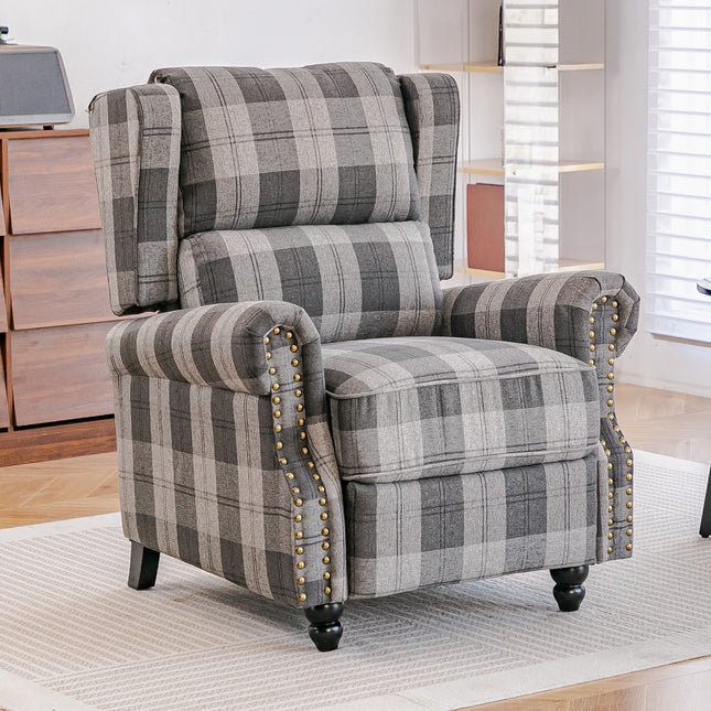 Fabric Upholstered Sofa Pushback Reclining Chair Armchair