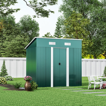 4x6FT Metal Garden Storage Shed with Sliding Door