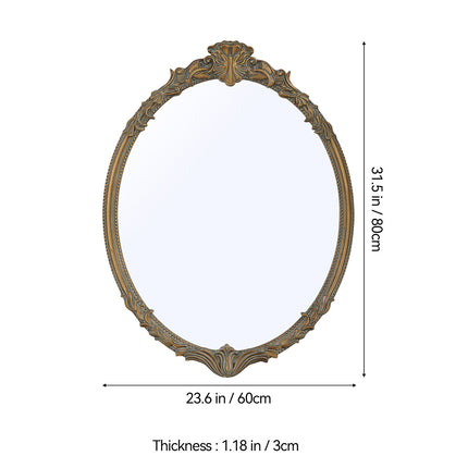 Gold Oval Decorative Vanity Mirror with Carved Frame