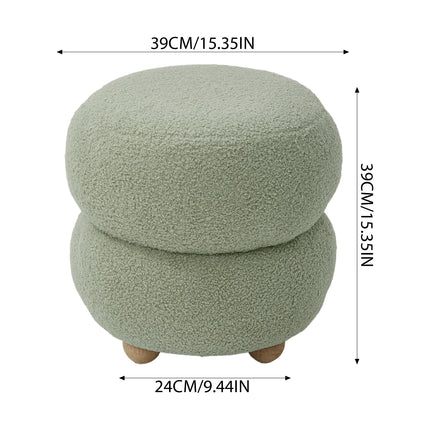 Round Teddy Fleece Upholstered Footstool