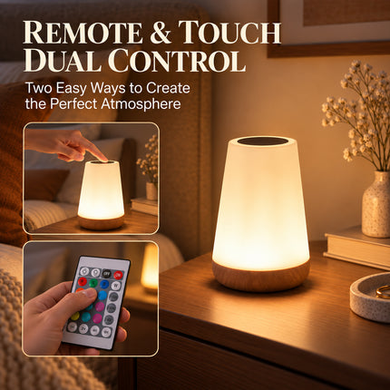 13-Colour RGB LED Night Light Bedside Lamp with Remote Control & Touch Switch