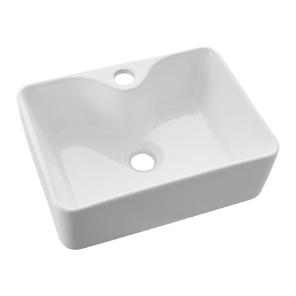 Rectangular Ceramic Countertop Basin with Central Drain Set