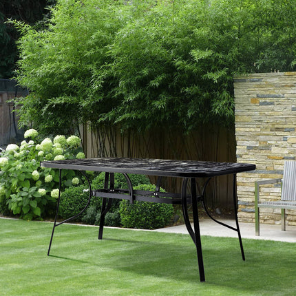 120x80cm Black Rectangular Garden Tempered Glass Marble Coffee Table