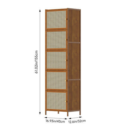 5-Tier Narrow Bookcase Storage Cabinet with Doors