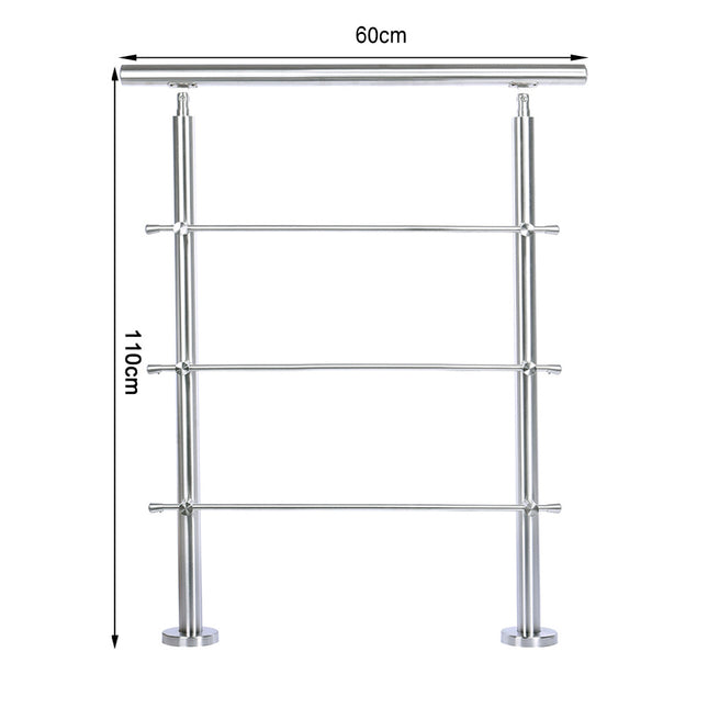 60CM Handrail Stainless Steel Balustrade, With 3 Crossbars